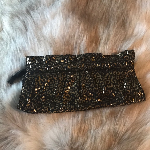 Express Leopard clutch, Black/Gold, NWOT